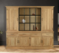 Teak Vitrinekast Classic Line Metalen Deuren Zwart – Interieur Teak Vitrinekast Classic Line Metalen Deuren Zwart - Interieur